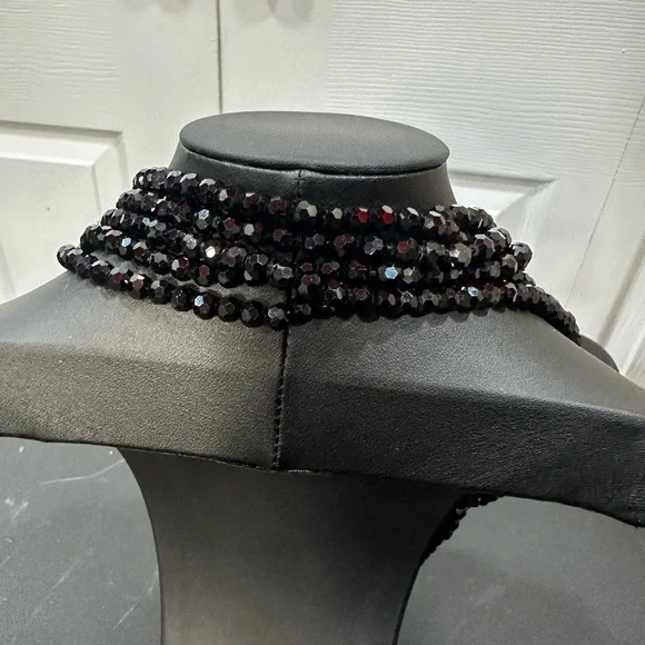 Heidi Daus  "Age of Elegance" Art Deco Black Beaded Necklace with Clasp - Picture 5 of 15